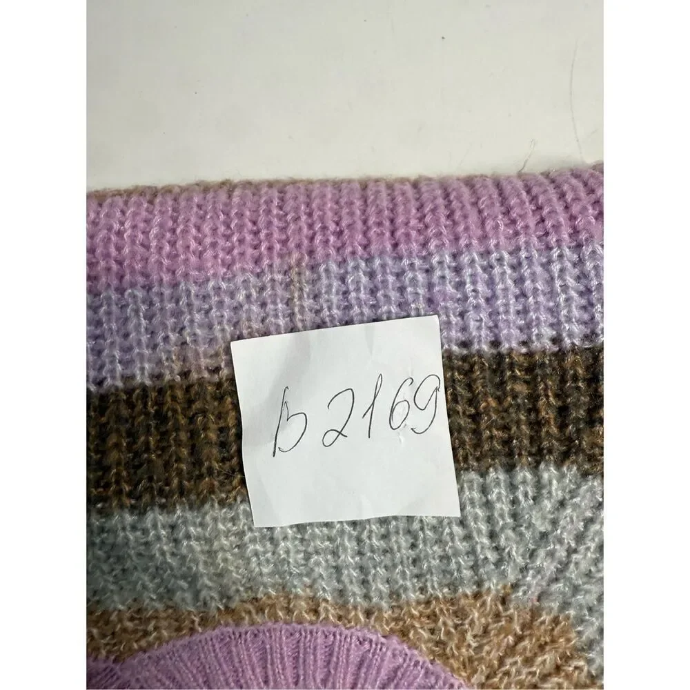 OshKosh B’gosh Brown Lavender Striped Cable Knit Sweater Sz 2T Girl